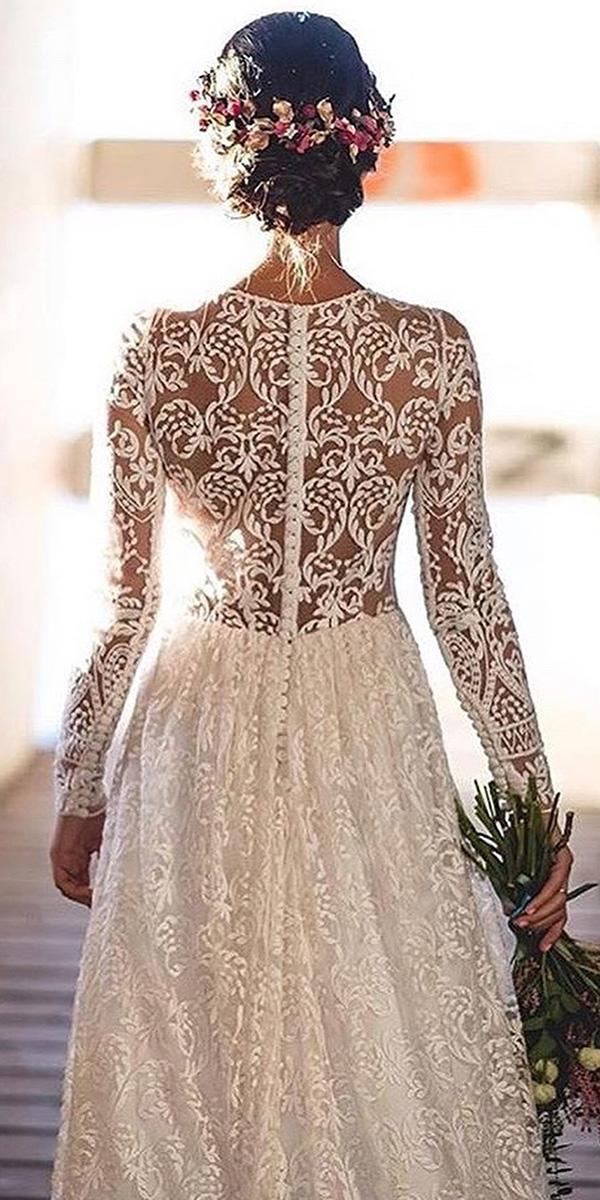 backless wedding dresses a line with long sleeves full lace nicolas costura