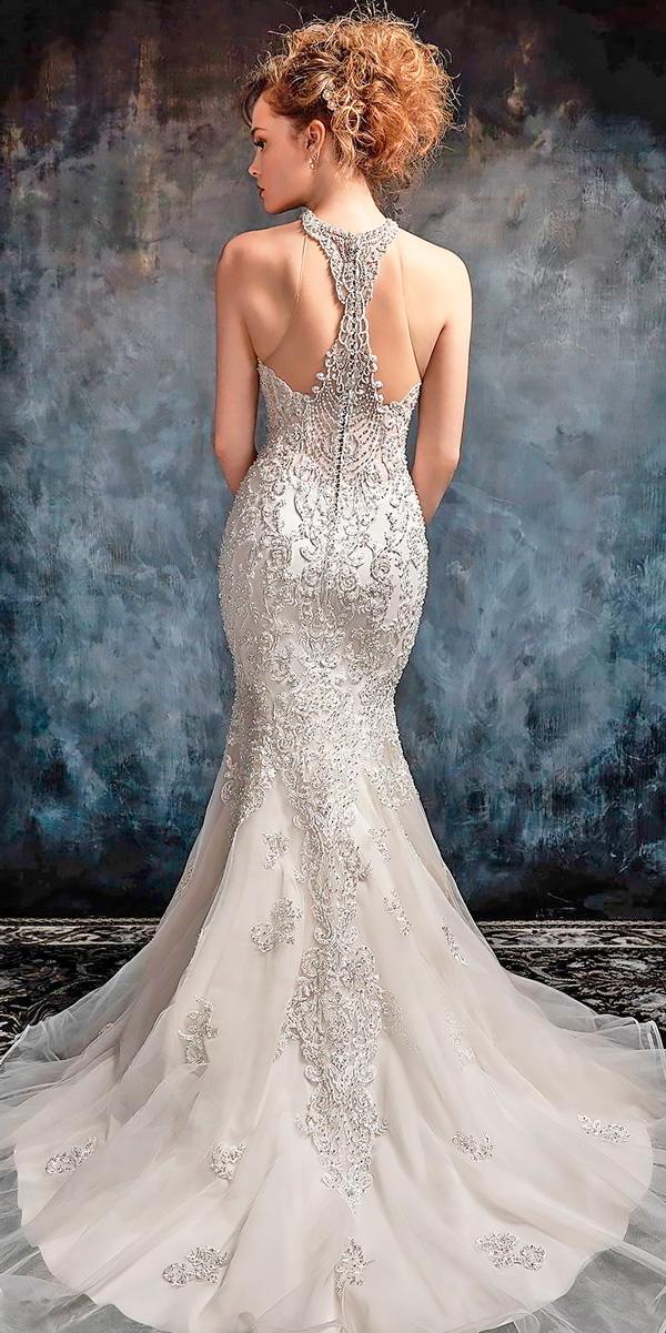 backless wedding dresses mermaid strapless sweetheart neckline heavily embellished kenneth winston