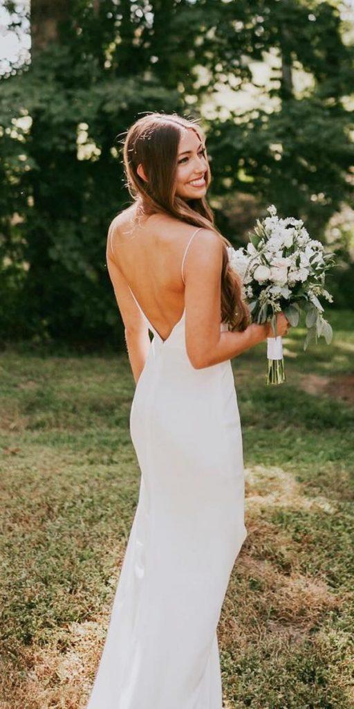  backless wedding dresses simple beach with spaghetti straps v back alexandragrecco