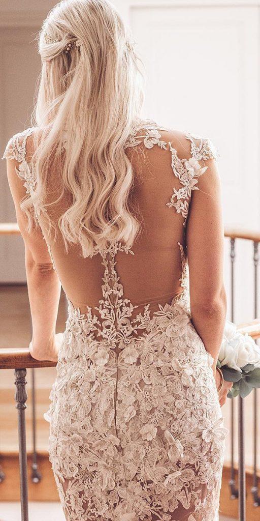  backless wedding dresses with cap sleeves illusion lace floral appliques galialahav