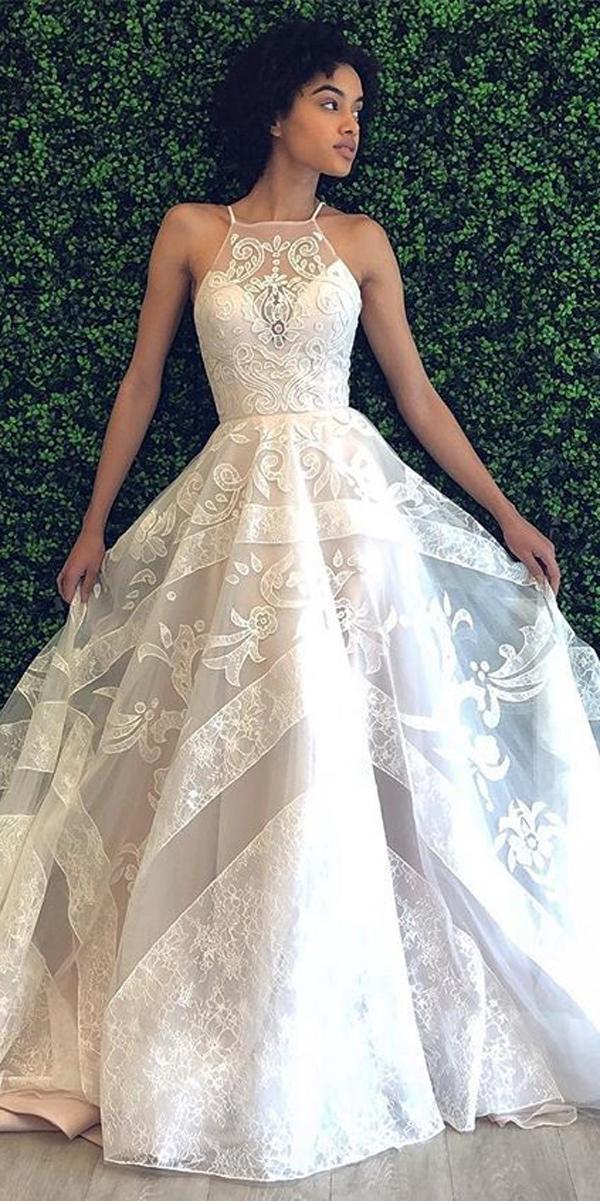 ball gown lace halter neckline illusion sweetheart sleeveless wedding dresses heyley paige
