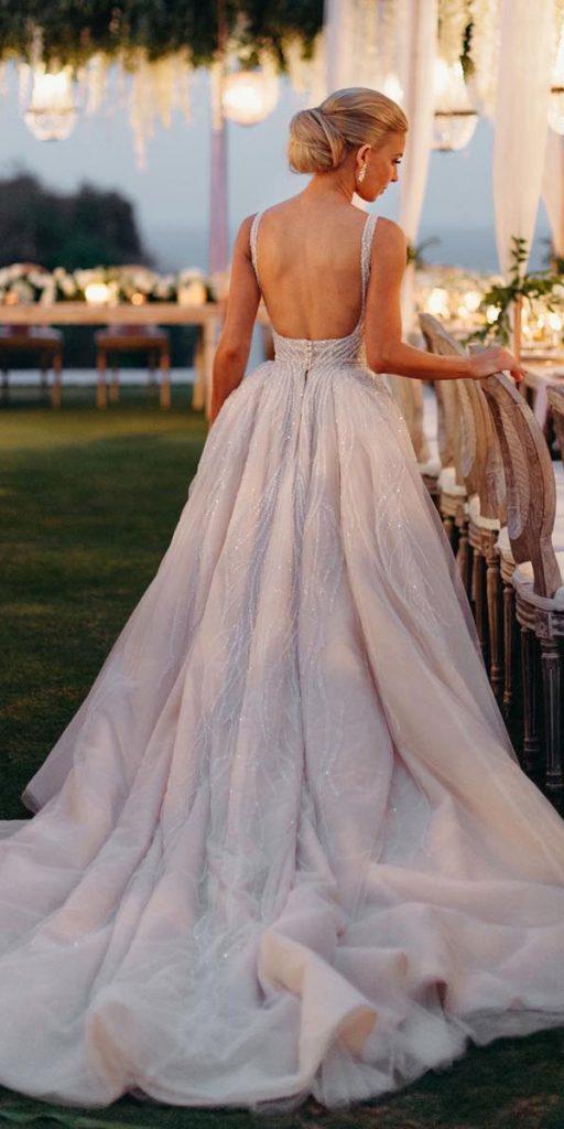 ball gown wedding dresses open back sequins blush 