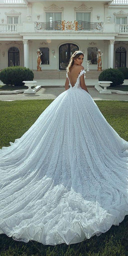ball gown wedding dresses v back with train luxury toumajean couture