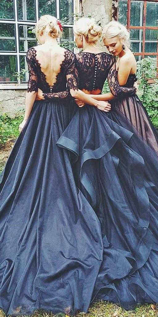 black wedding dresses a line gown sleeves espana