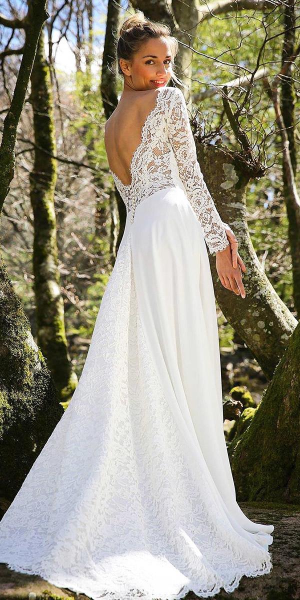 country wedding dressesa line v back with sleeves lace embellishment marie laporte creatrice