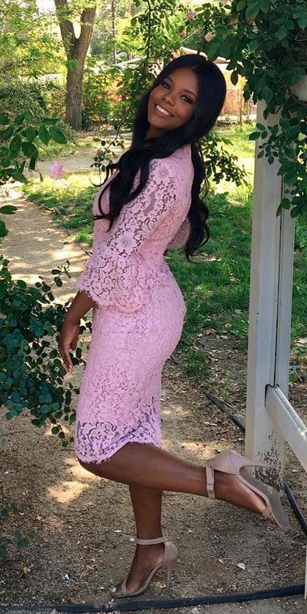 fall wedding guest dresses blush floral lace knee length with bell sleeve rachelparcell