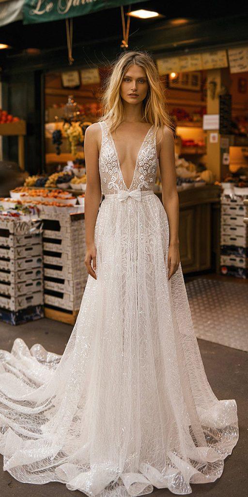 gali karten wedding dresses a line deep v neckline with bow trend 2019