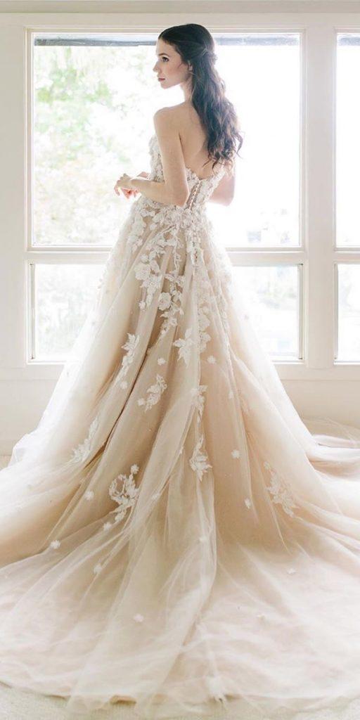  ivory wedding dresses a line champagne floral morileeofficial