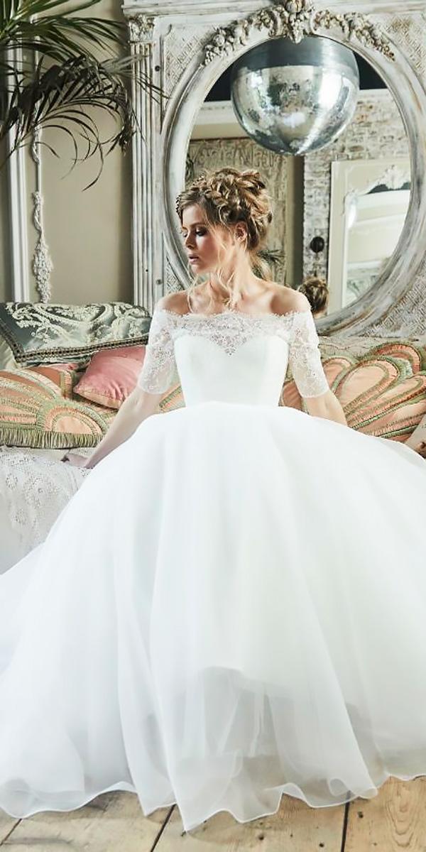 lace off the shoulder with sleeves ball gowns wedding dresses charlotte balbier