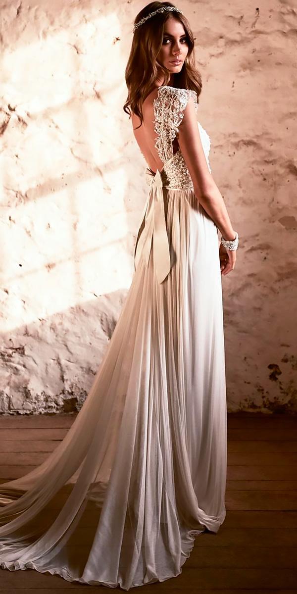 lace sheath cap sleeved open back with bow destination wedding dresses anna campbell