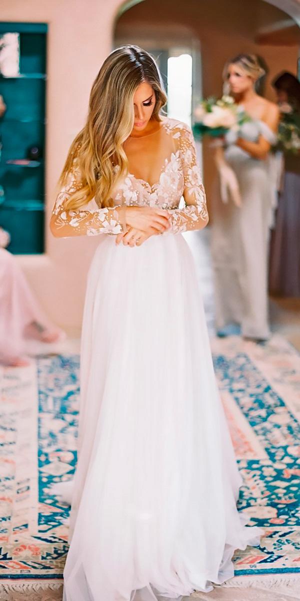 lace sweetheart with long sleeves flowy destination wedding dresses becca lea