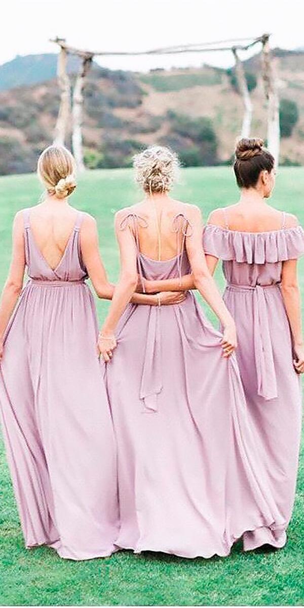 long off the shoulder open back lavender bridesmaid dresses joanna august