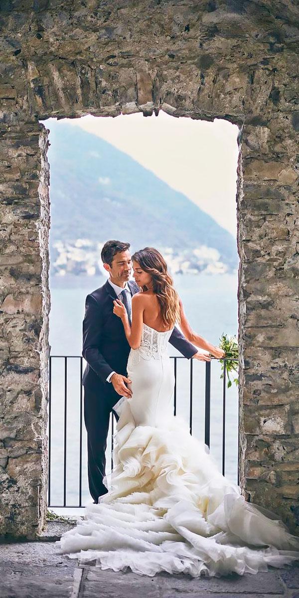 mermaid strapless destination wedding dresses lazaro