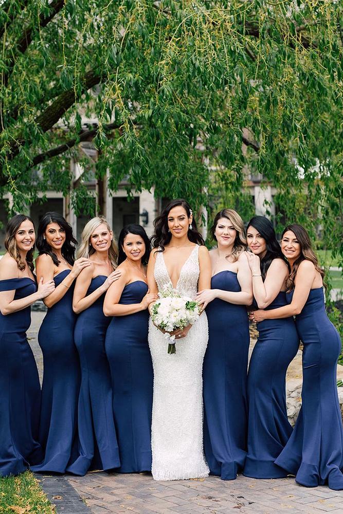 navy bridesmaid dresses long sweetheart strapless neckline purpletreephotography