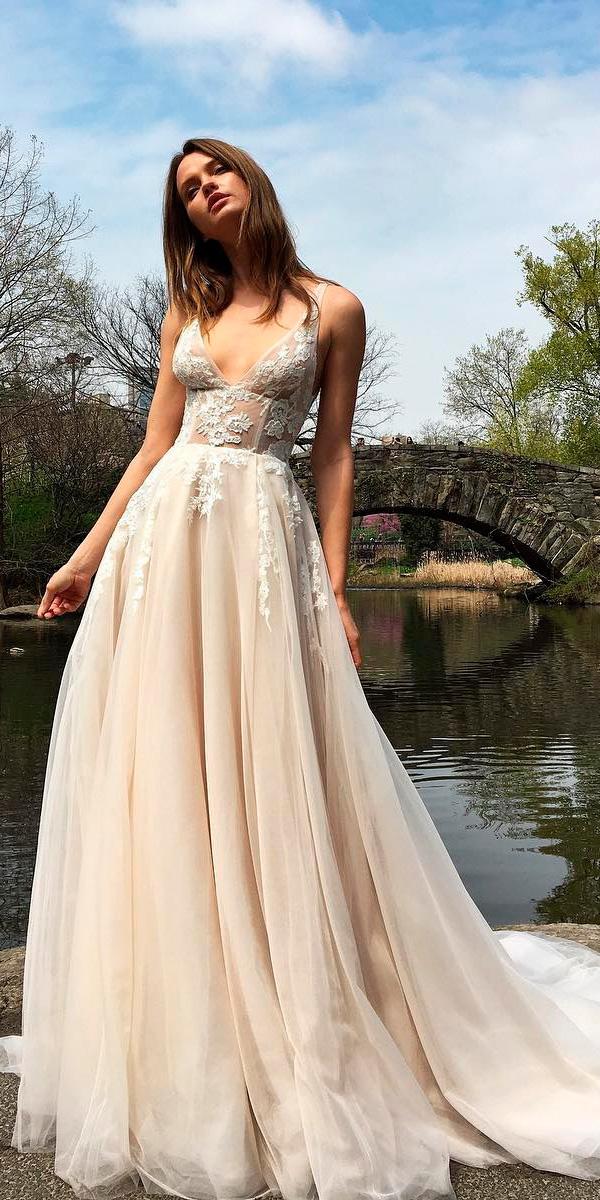 nude aline spaghetti straps v neckline monique lhuillier wedding dresses