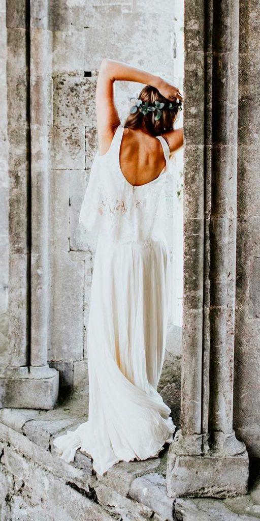 open back wedding dresses lace straight separates with straps the alex lasota