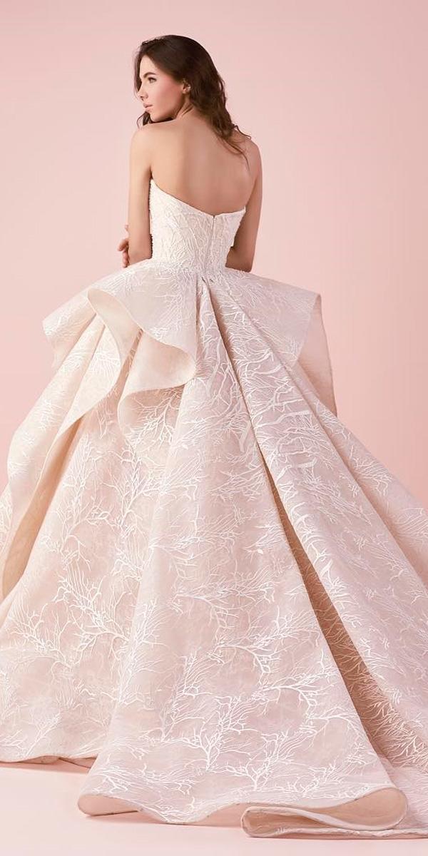open back with ruffled skirt and train ball gowns wedding dresses saiid kobeisy