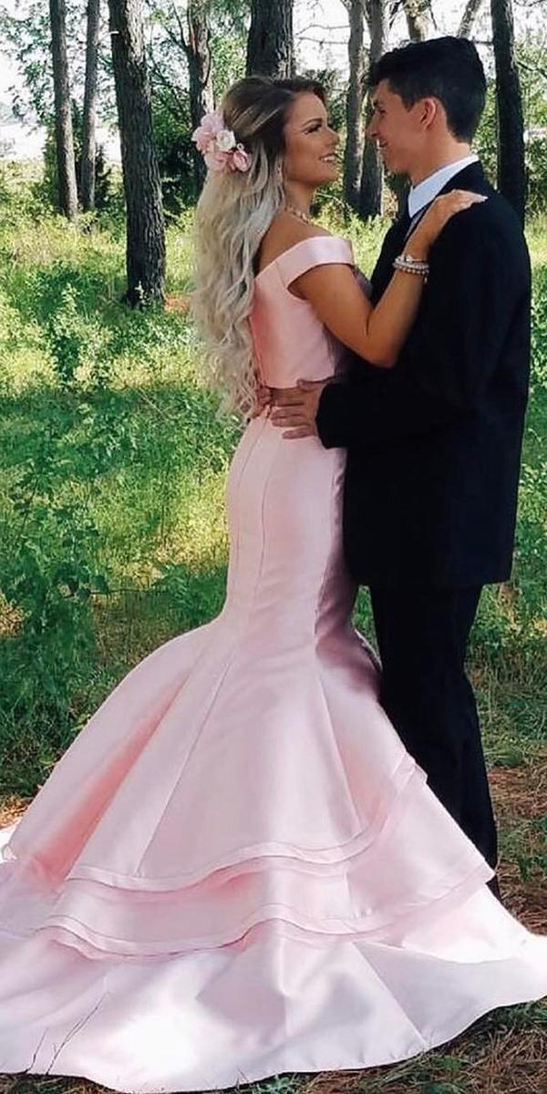 pink wedding dresses mermaid off the shoulder simple jovani fashions