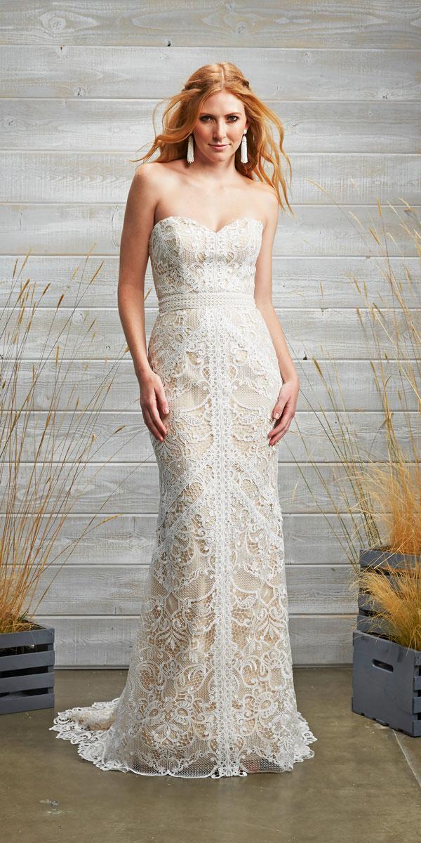sheath lace sweetheart wedding dresses with train tara lauren style brixton