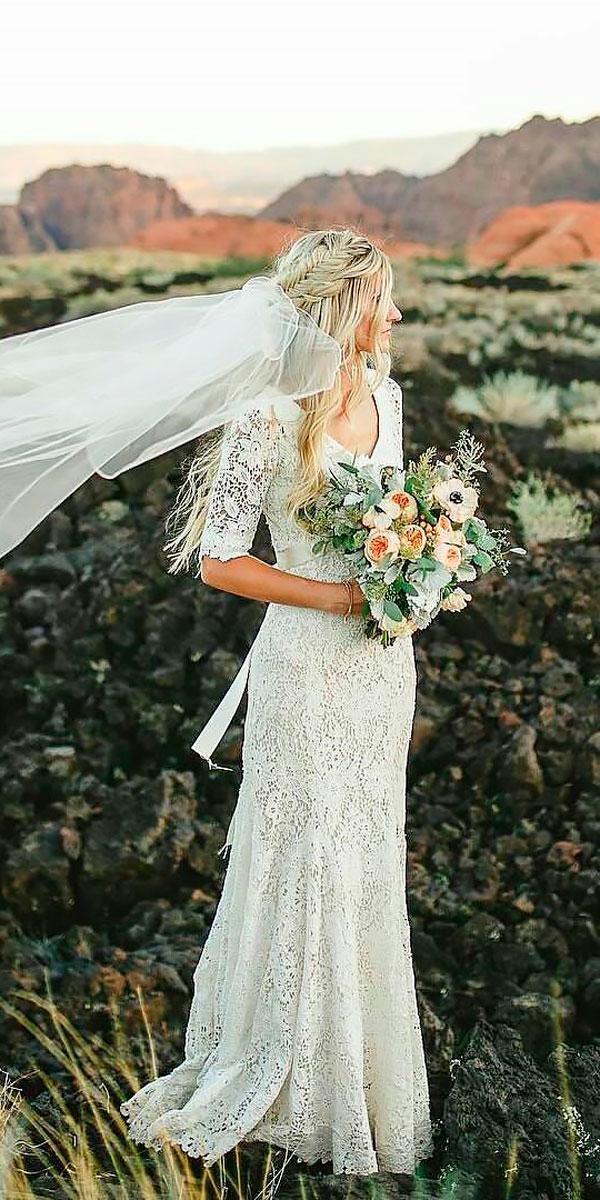 sheath lace v neck with sleeves country wedding dresses monique lhuillier