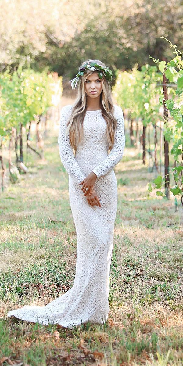 sheath wedding dresses with long sleeves full lace boho mon cheri bridals
