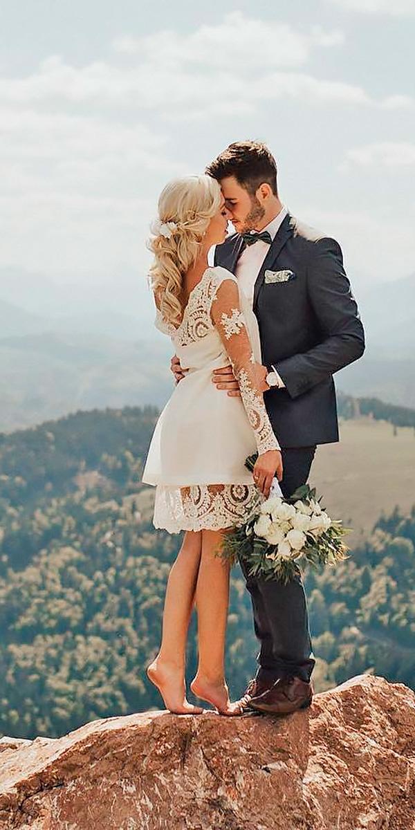 short long sleeved country wedding dresses with layered skirt and long sleeves lukas leonte