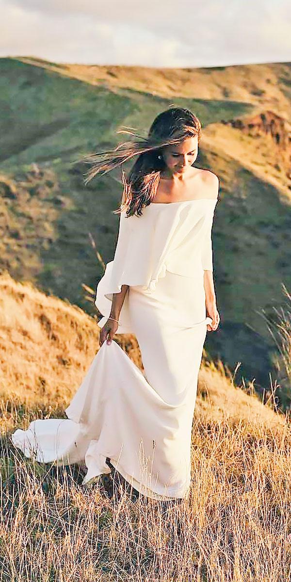 simple sheath off the shoulder wedding dresses danelle bohane