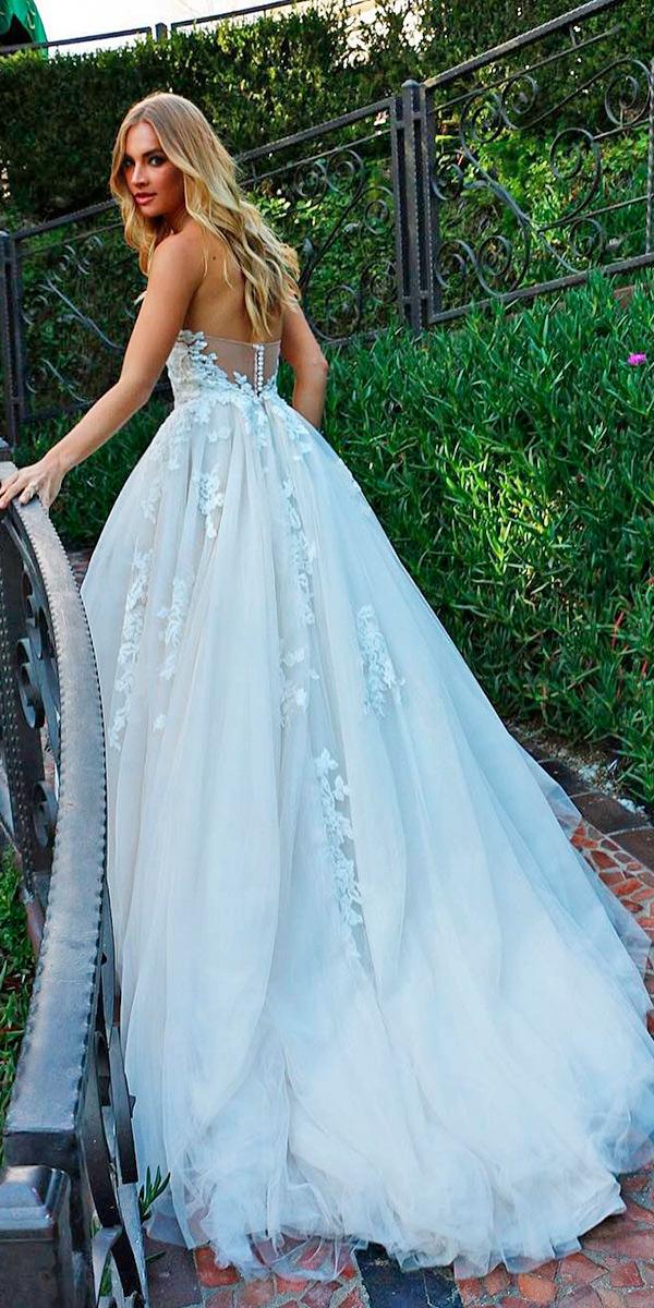 strapless a line with train monique lhuillier wedding dresses