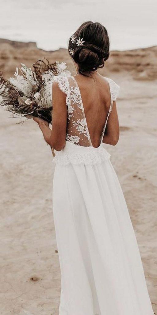  summer wedding dresses a line boho open back with cap sleeves eleonore pauc