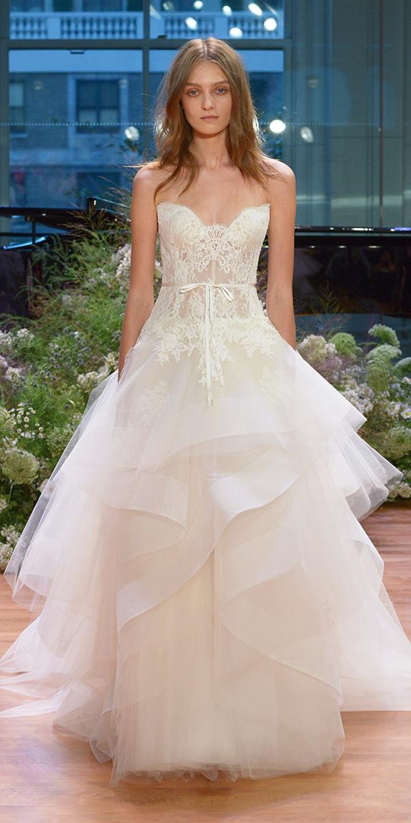 sweetheart ruffles ball gown monique lhuillier 2017 wedding dresses
