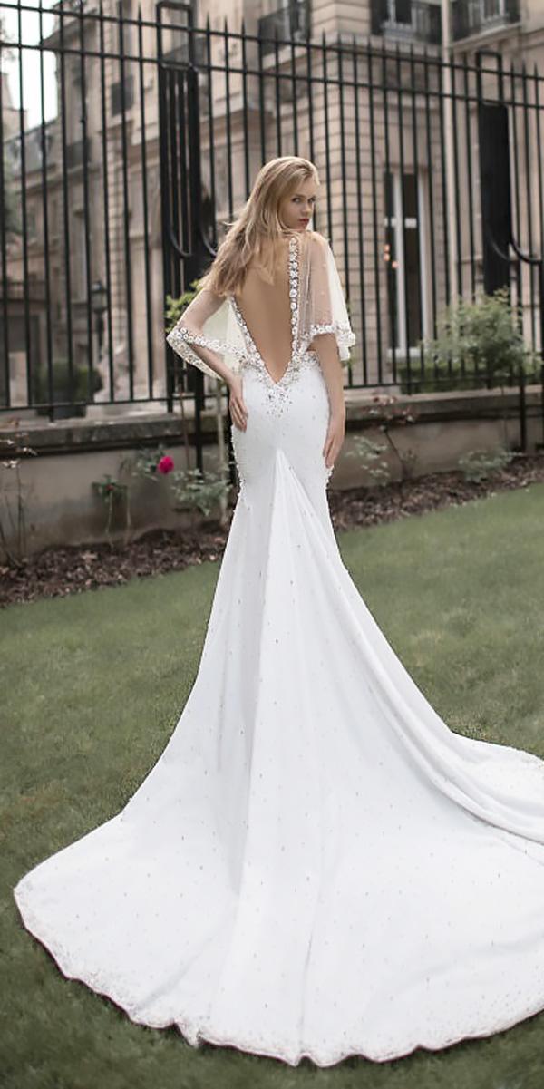 a line open back with train beach wedding dresses idan cohen