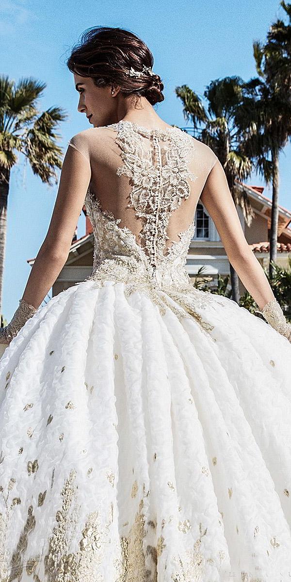 alessandra rinaudo wedding dresses ball gown gold floral tatto back
