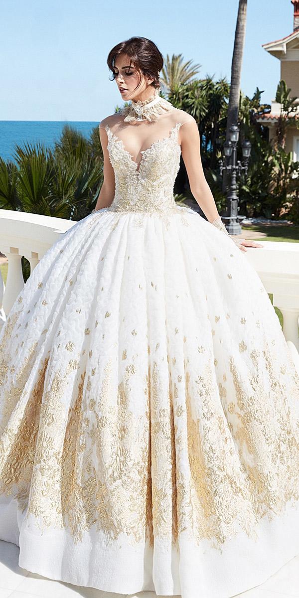 alessandra rinaudo wedding dresses ball gown strapless with gold embellished bodice princess