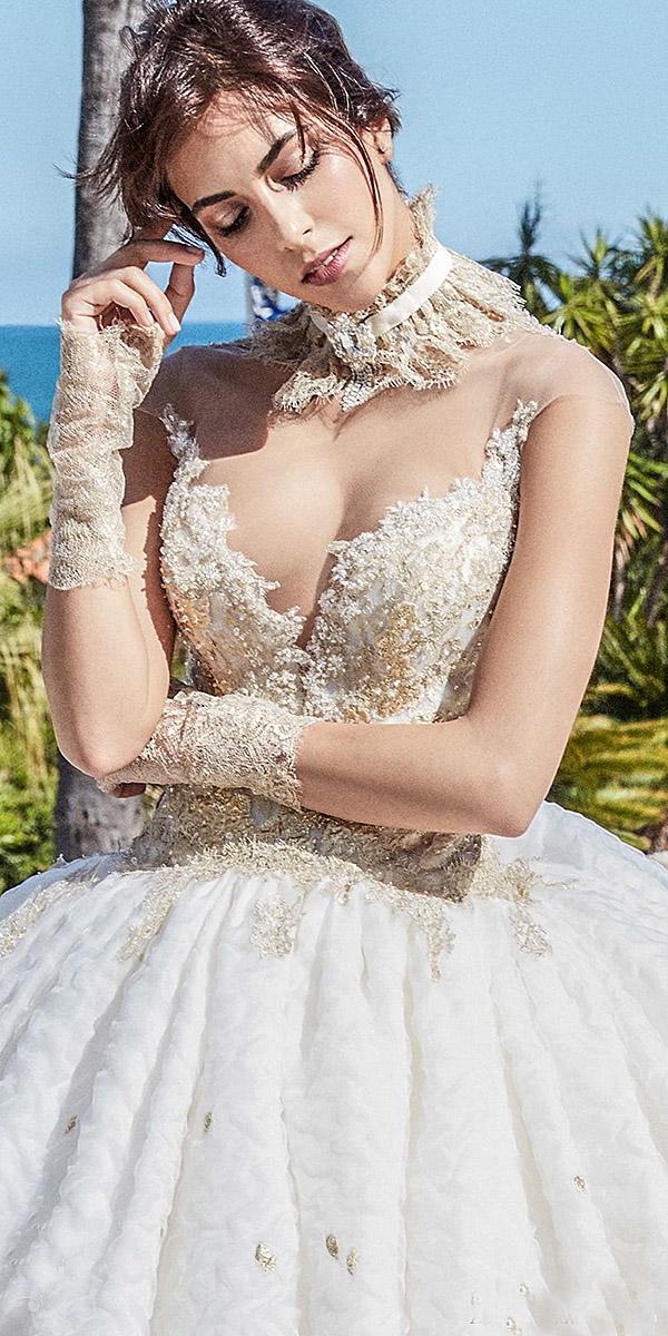 alessandra rinaudo wedding dresses illusion strapless sweetheart neckline gold embellished