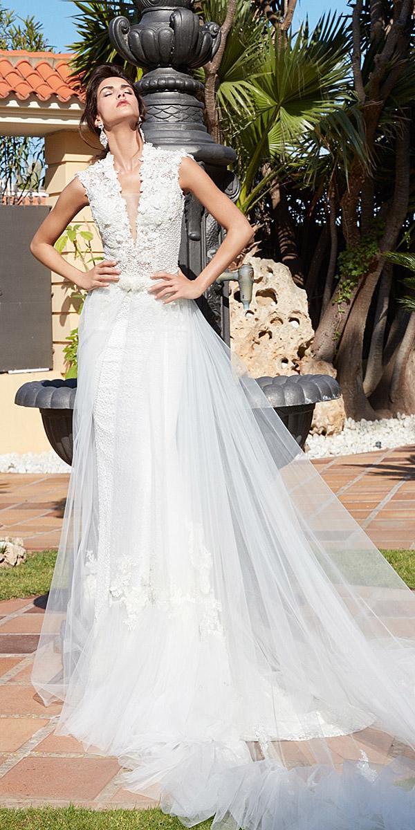 alessandra rinaudo wedding dresses sleeveless deep v neckline floral appliques overskirt