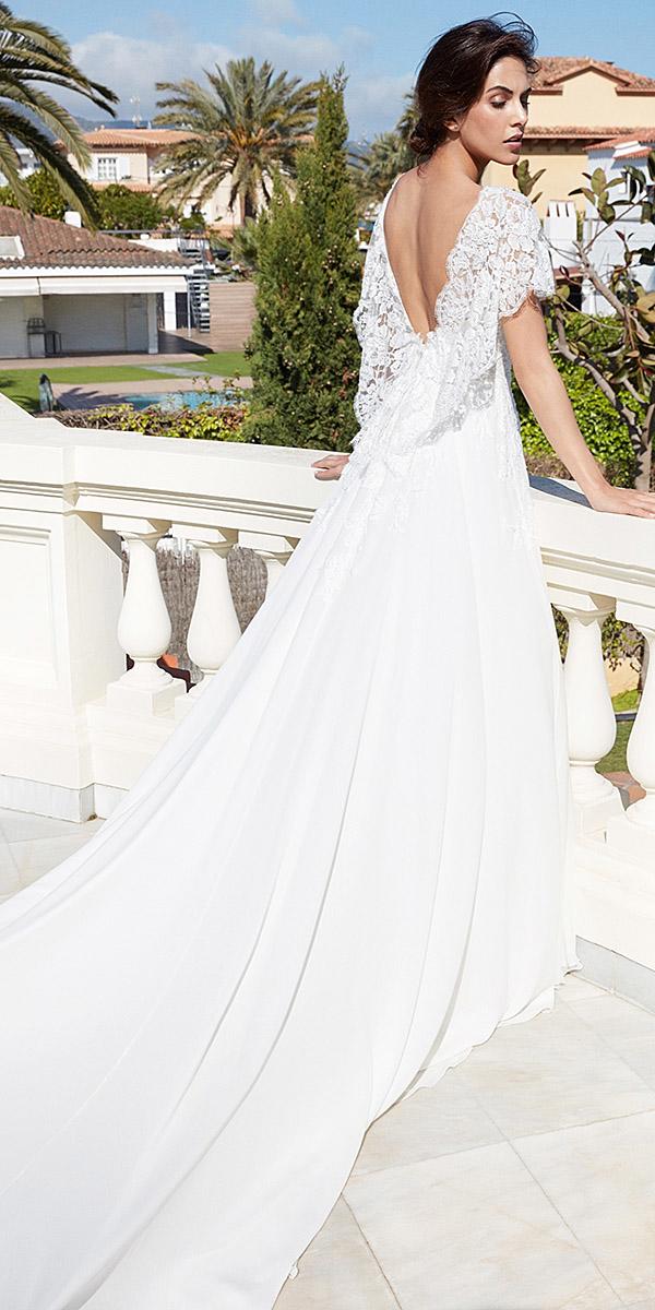 alessandra rinaudo wedding dresses v back lace top satin skirt with train