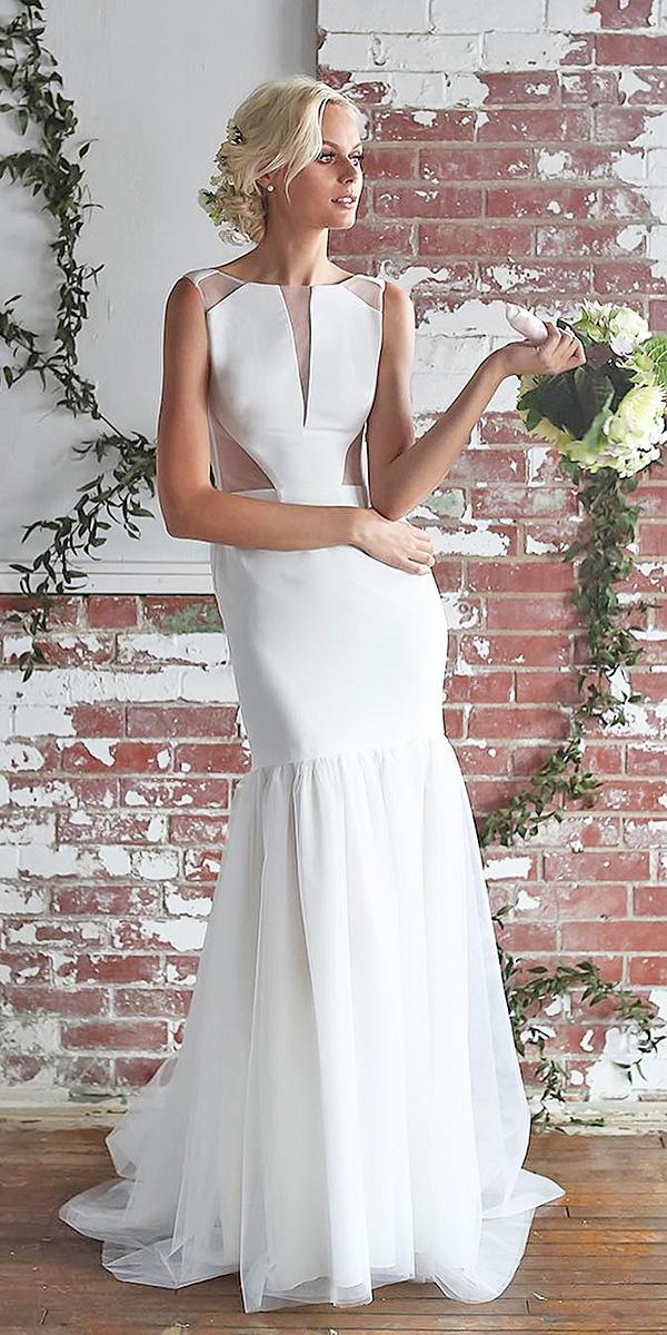 barbara kavchok wedding dresses 2018 high neck simple sheer cutouts