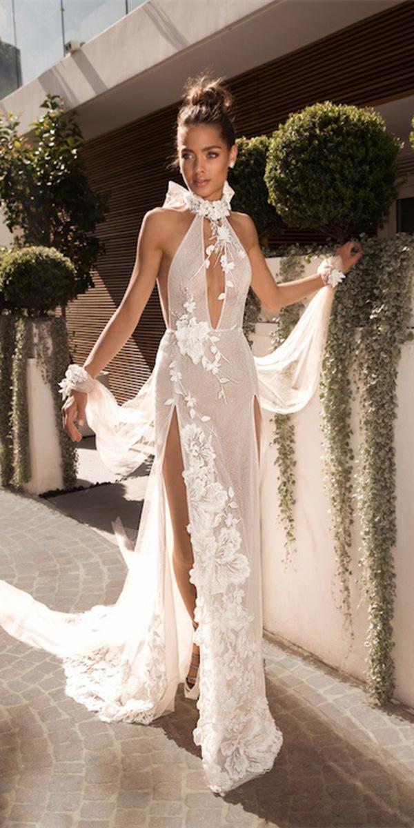 beach wedding dresses sexy deep v neckline flowy nude elihav sasson