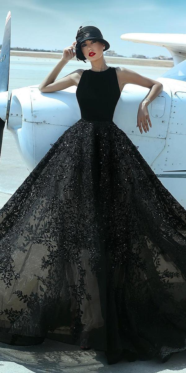  black wedding dresses ball gown floral appliques said mhamad photography