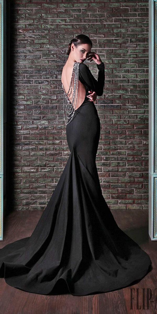 black wedding dresses vintage mermaid with long sleeves rami kadi