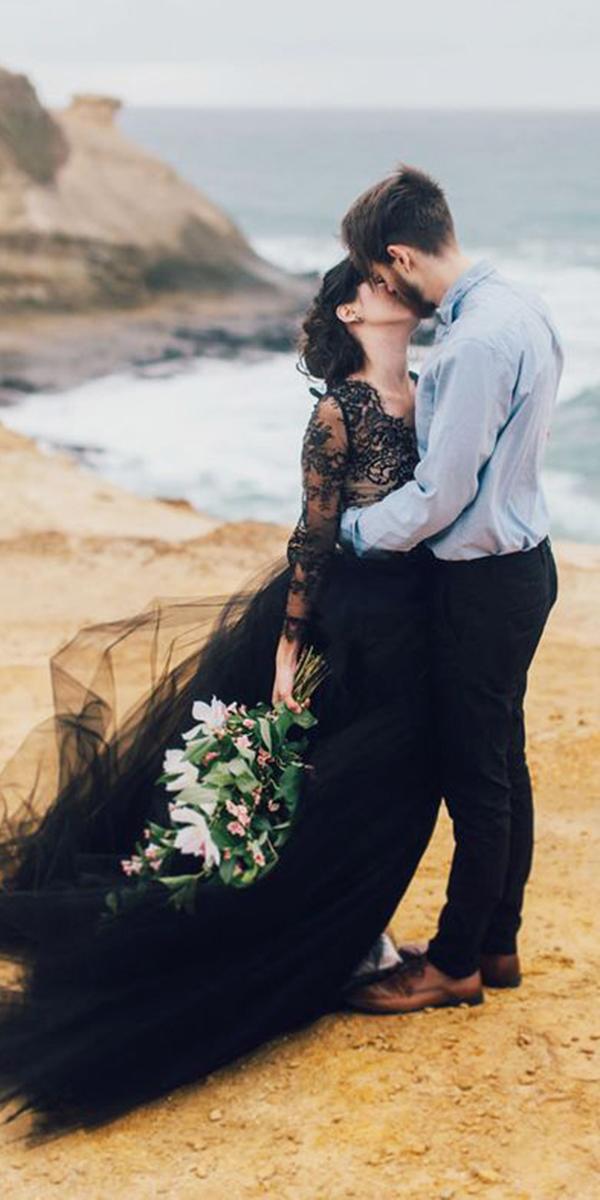 black wedding dresses with long sleeves mari sabra photography