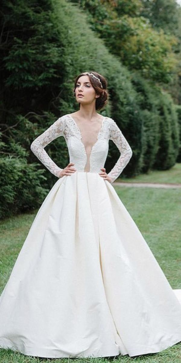 lace wedding dresses with three quate sleeves open back maggie sottero