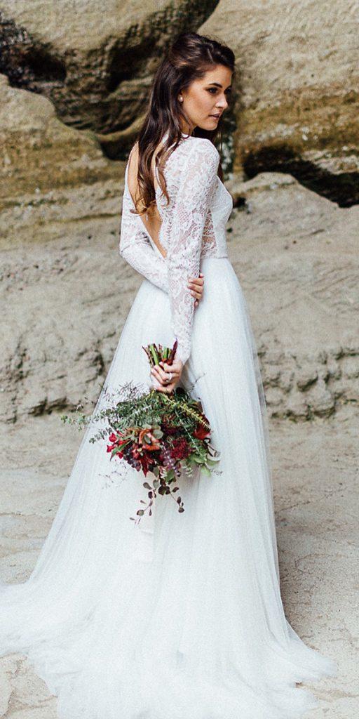 lace wedding dresses with sleeves a line v back daalarna couture