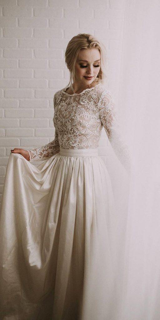 lace wedding dresses with sleeves a line vintage natalie wynn design