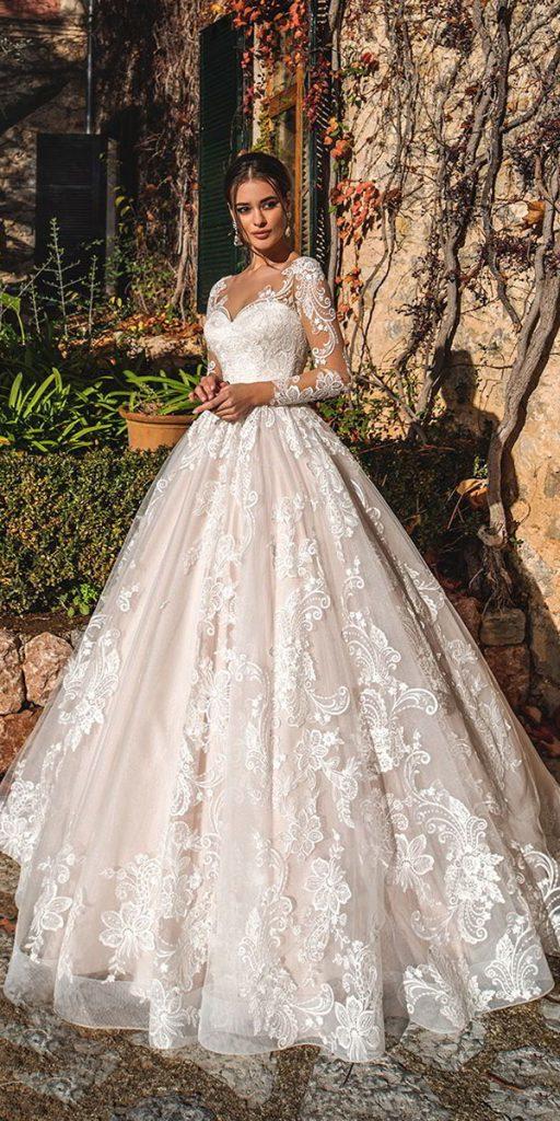lace wedding dresses with sleeves back gown sweetheart luxury nora naviano
