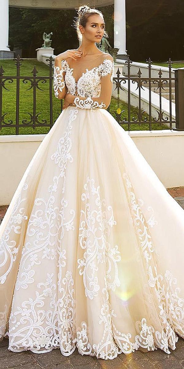 lace wedding dresses cap sleeves a line gown floral tatto berta