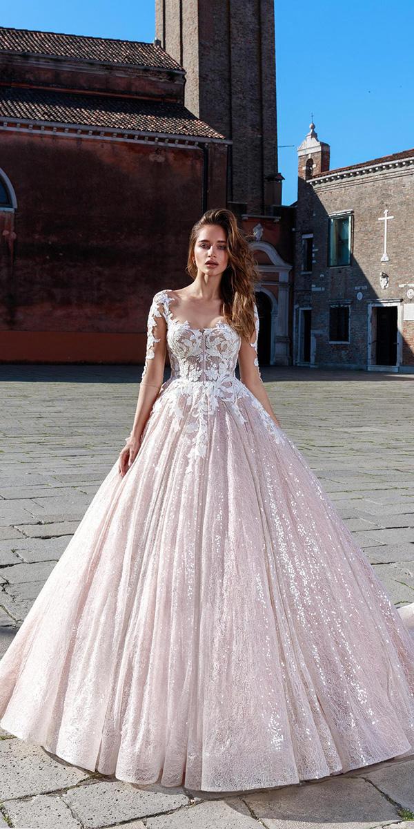 lace wedding dresses with three quote sleeves ball gown illusion neckline rica sposa