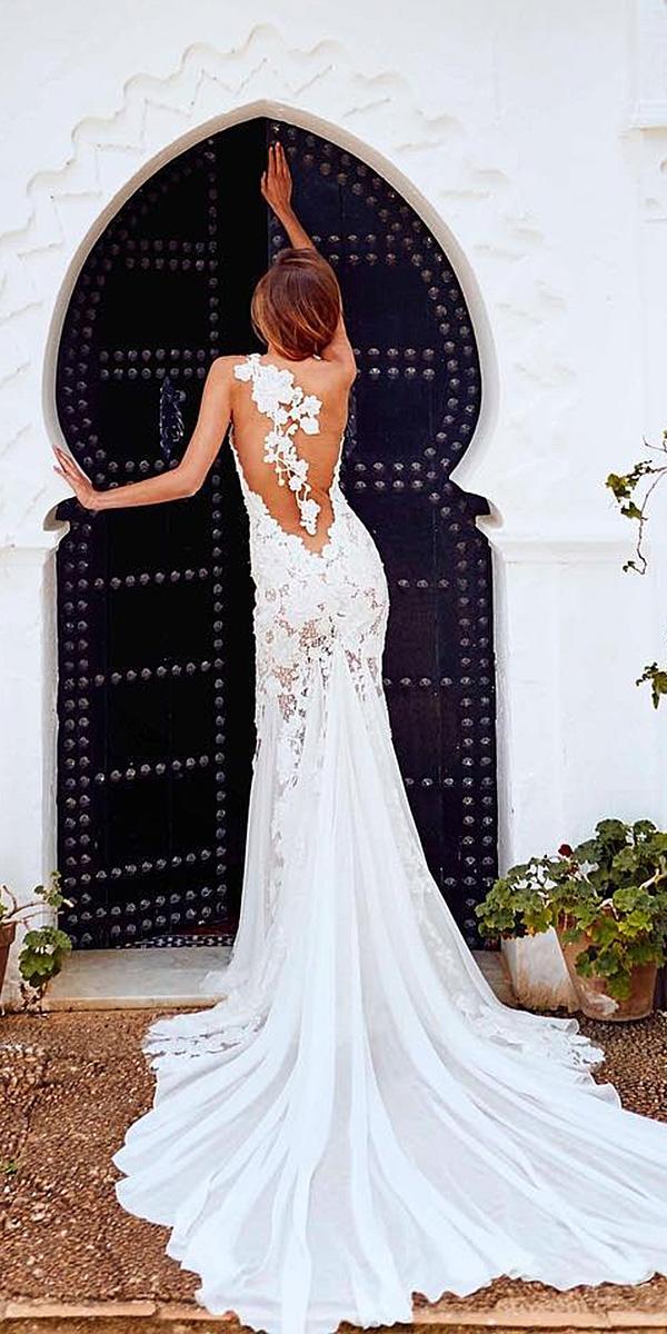 pronovias wedding dresses 2018 mermaid floral back tatto effect with train