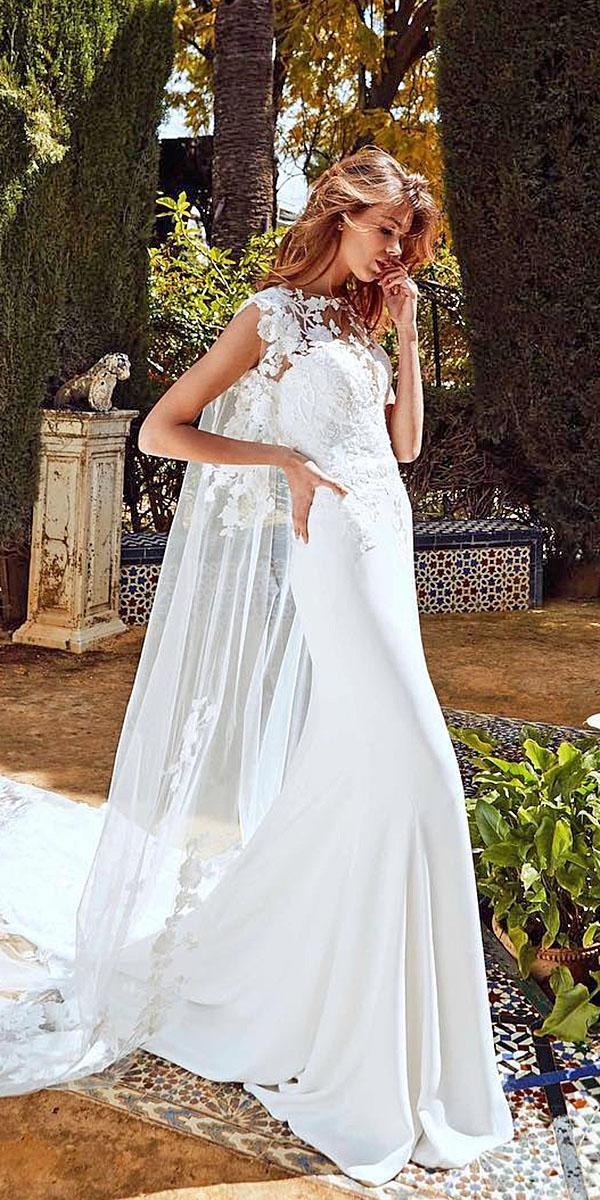 pronovias wedding dresses lace floral appliques with train 2018