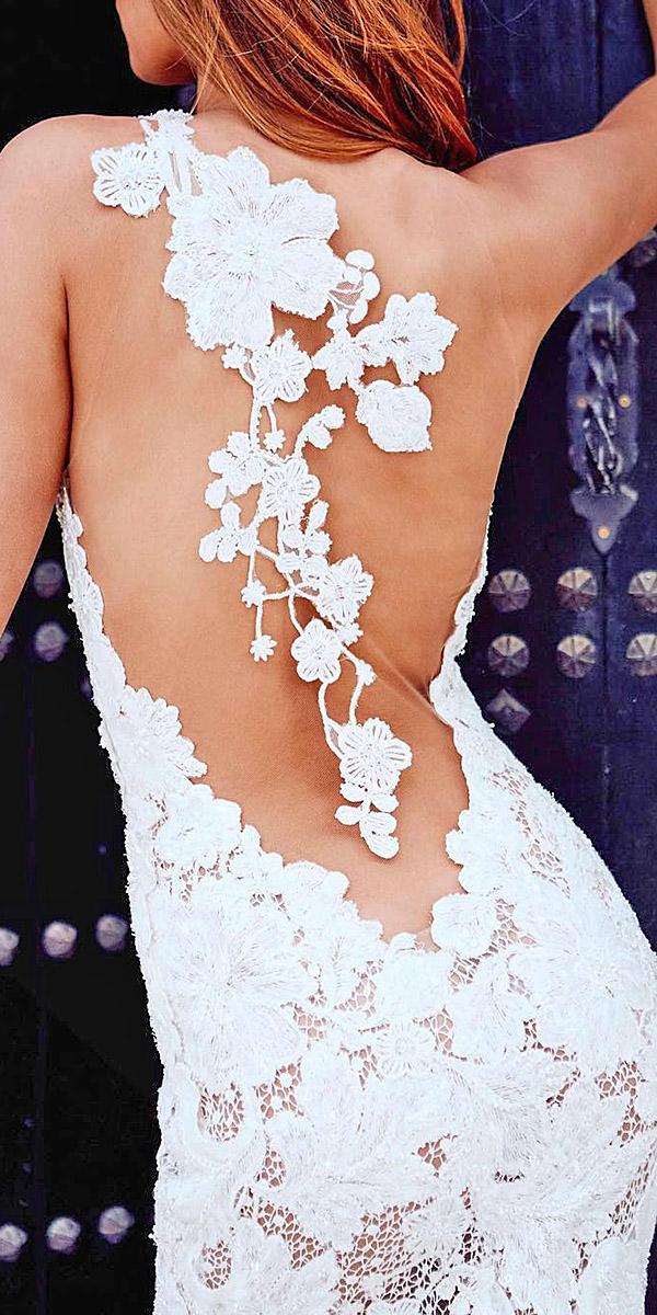 pronovias wedding dresses lace floral tatto back details 2018